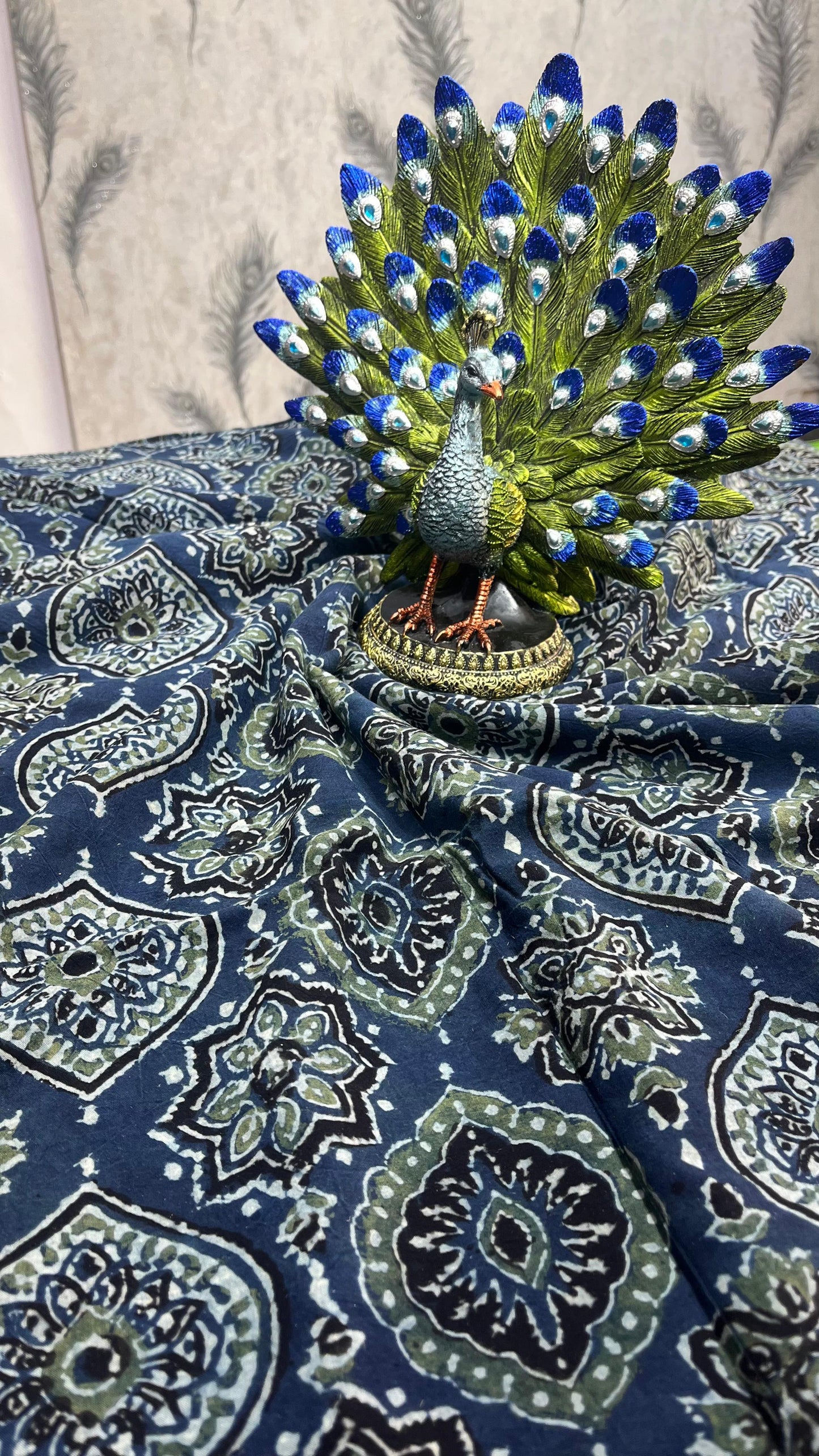 Blue Ajrakh Handblock Cotton Fabric