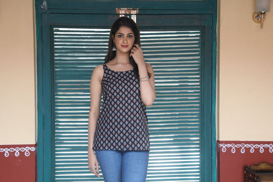 Block prints cotton strap top
