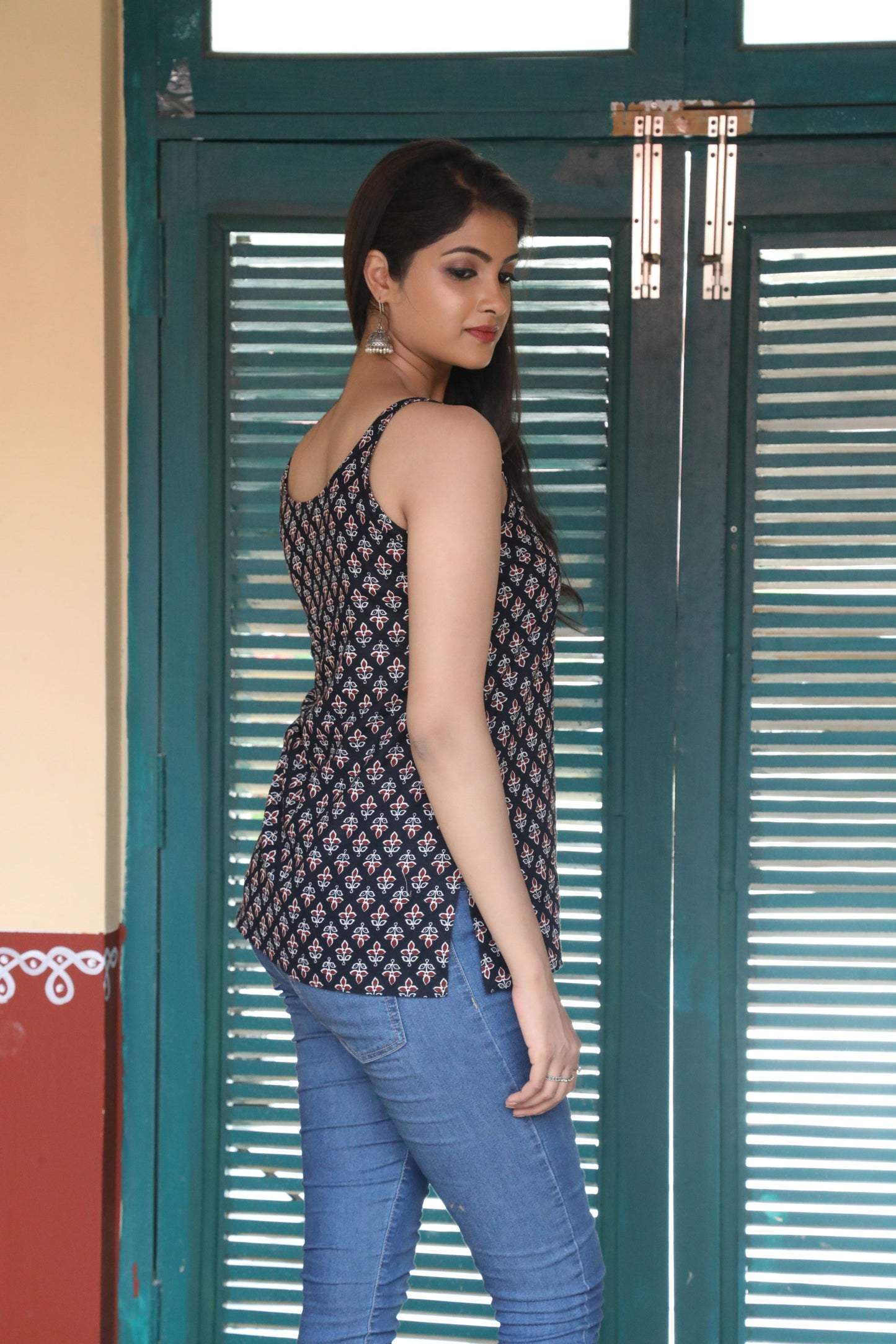 Block prints cotton strap top