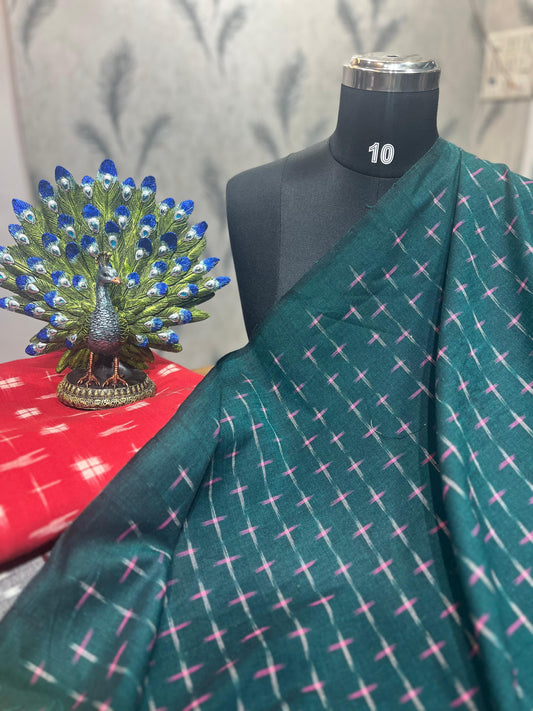 Green Ikkat Premium Cotton Fabric