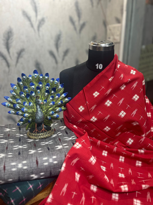 Red Ikkat Premium Cotton Fabric